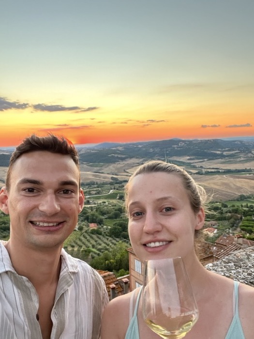 Michal and Austin at sunset in Tuscany